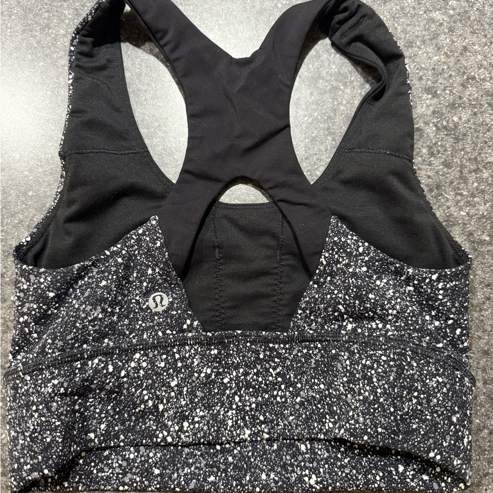 lululemon athletica Speckled Black and White Sports Bra